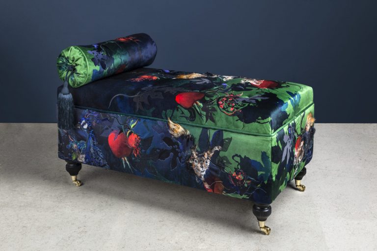 Peacock and Squirrel Ottoman