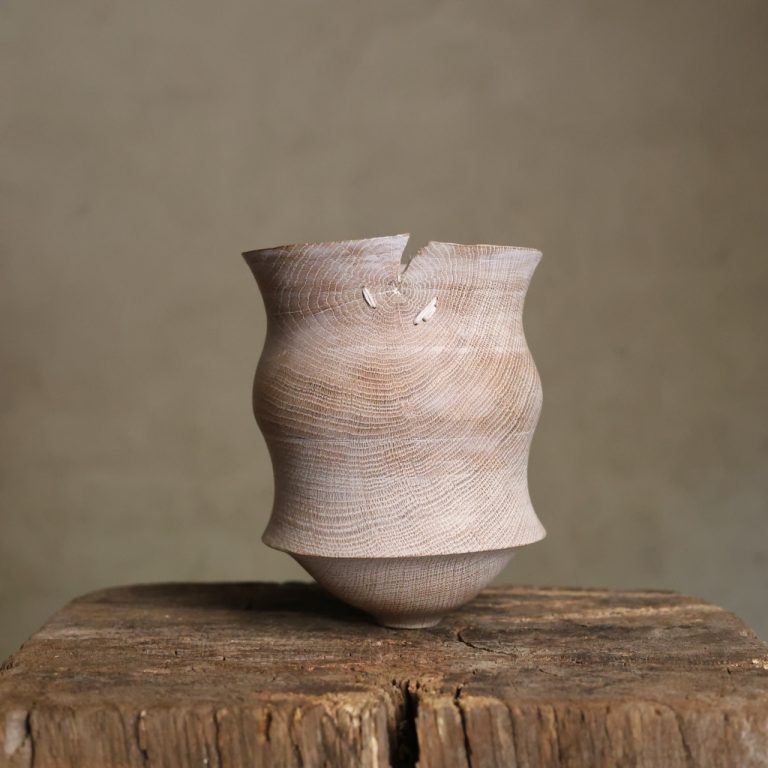 Telscombe Vessel in White Limed Oak featuring Stitch-work