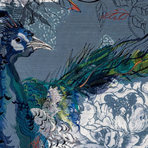 Peacock Silk Wallpaper - detail